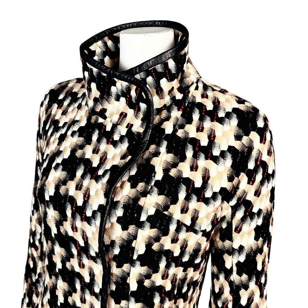Liliu Jacket blazer‎ Size 6 tweed plaid houndstooth high neck retro old money